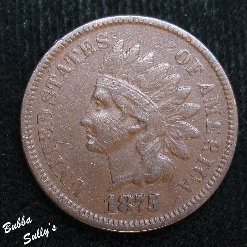 1875 Indian Head Cent F to VF Details