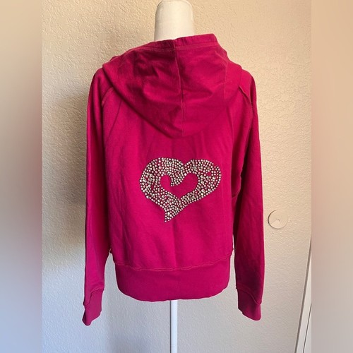 Twisted Heart Vintage Y2K Pink Hoodie with Rhinestone Accents M/L - Picture 1 of 7