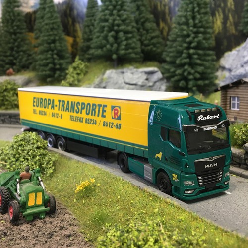 Semi-remorque bâchée, MAN TGX GX, Rubart Europa Transporte - HERPA 319874 - HO 1 | Zustand: Neuf