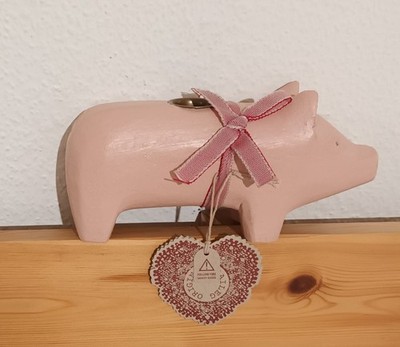 Maileg Kerzenständer Rosa Holz Schwein Medium Kerzenschwein Adventsschwein