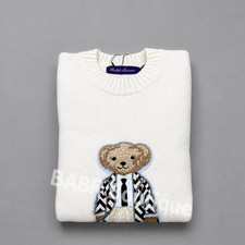 POLO PALPH LAUREN Polo Bear Tote Cream Sweater Women  s Size L - NWT