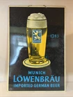 LOWENBRAU MUNICH IMPORTED GERMAN  BEER METAL SIGN-VINTAGE 60'S-MADE GERMANY-RARE