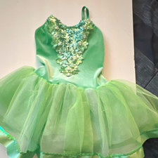 Girls Mint Green Sequin Bodice Tutu Dance Dress Sleeveless Size S