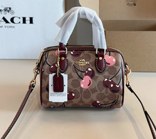 Bolso Cartera Coach Rowan Nuevo con Etiquetas en Lona Signature con Estampado de Cereza CY692