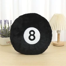 Billiard Pillow, 13.7" 8 Ball Pillow Plush Cushion, Fluffy Decorative Soft Creat