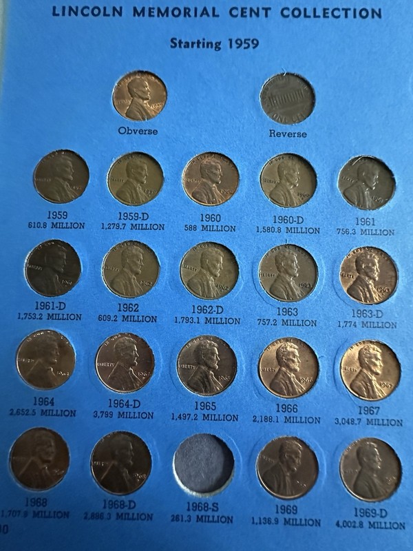 1959 - 1969 Lincoln Cents Set Of 20