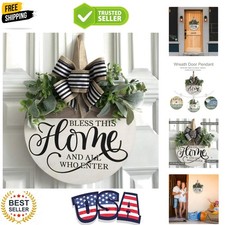 Welcome Sign for Front Door, Rustic Round Wood Wreaths Wall Hanging Outdoor D...