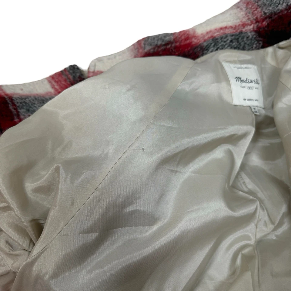 Abrigo Madewell Negro Rojo Blanco Boucle Mezcla Lana Depot Cocoon Cuadros Talla M Foto 3 de 4