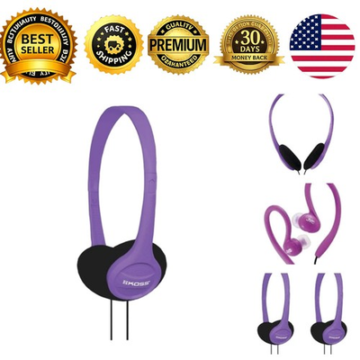 #ad Portable On Ear Headphones Adjustable Headband Violet $11.04