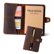 Genuine Leather Refillable Field Notes Cover 3.5 x 5.5"  Handmade Distressed...