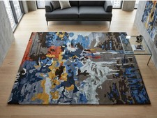 Modern Hand Tufted Wool Rug Multicolor Large Living Room Area Carpet Bedroom