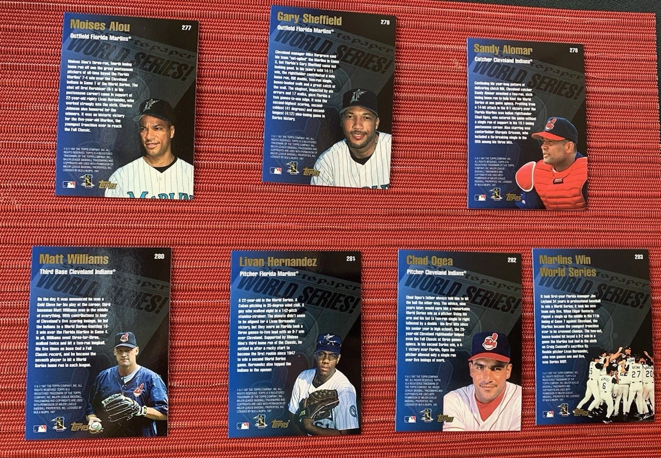 1997 World Series Cards Set Florida Marlins/Cleveland Indians Cards #277 to #283 - Image 2 of 4