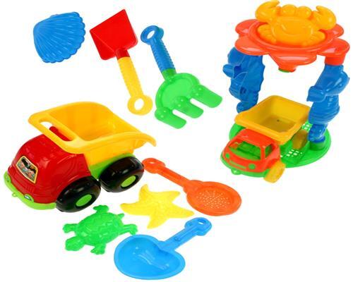 10Tlg. Sandspielzeug Set Kipper Sandkasten Spielzeug Strandspielzeug Formen-image
