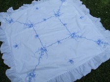 housse d'édredon ancienne 1960 coton brodée main rectangulaire