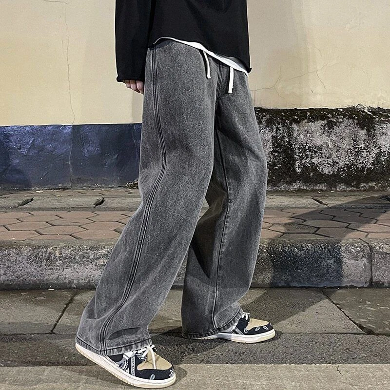 Korean wide leg clearance jeans
