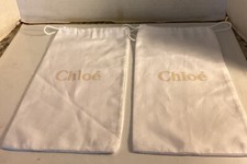 Chloe Drawstring Dust Cover Bag Lined Storage White lot of two 13 X 7 NEW