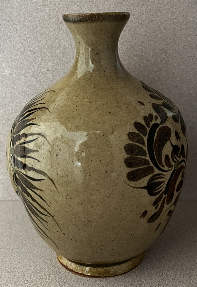 Carlos Villanueva Sun Face Vintage Small Vase Mexican Folk Art