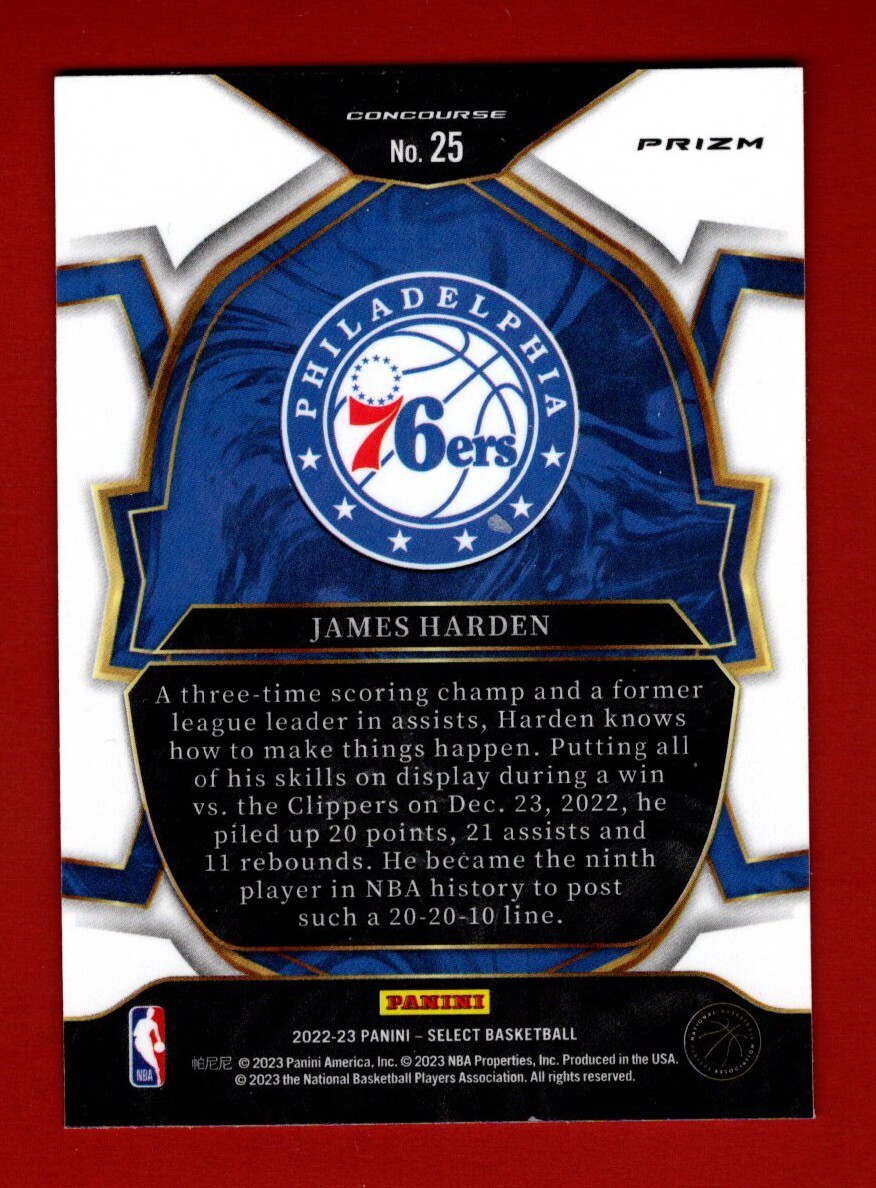 2022-23 Select Blue Cracked Ice Prizm #25 James Harden