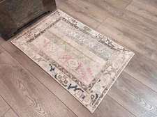 Door Mat Rug, Small Beige Rug, Bohemian Decor, Handmade Small Rug, 2 x 3.1 ft