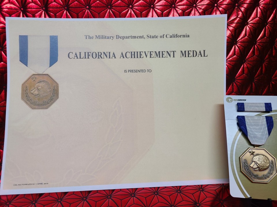 California Achievement Medal, Ribbon and Certificate (Set) National ...