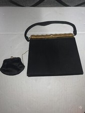 Vintage After Five Black Purse Clutch With Attached Coin Pouch
