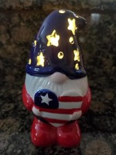 Patriotic Light Up Gnome Ceramic 4th Of July