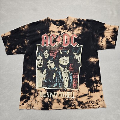 AC/DC Highway To Hell Metal Rock Tie Dye T-Shirt Size XL Unisex Short Sleeve  