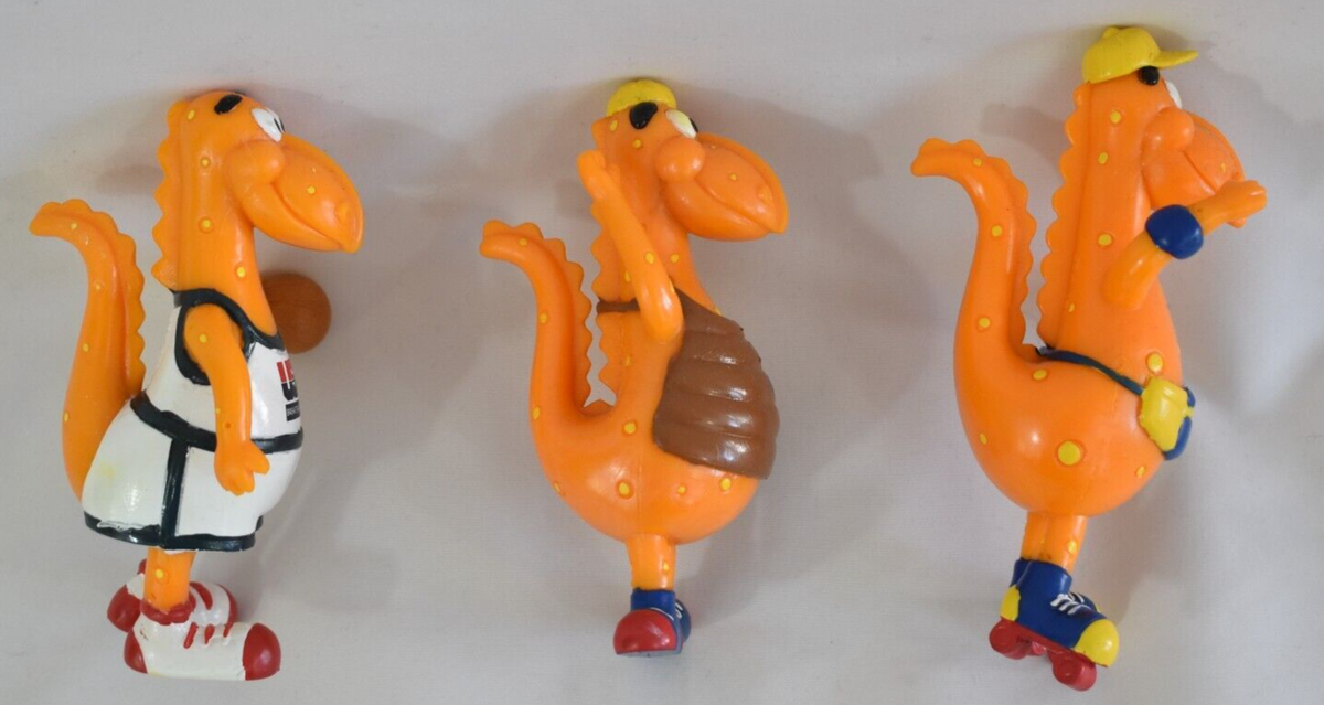 Set of 3 Cheesasaurus Rex Vintage 90s Toys Figures Sports Kraft