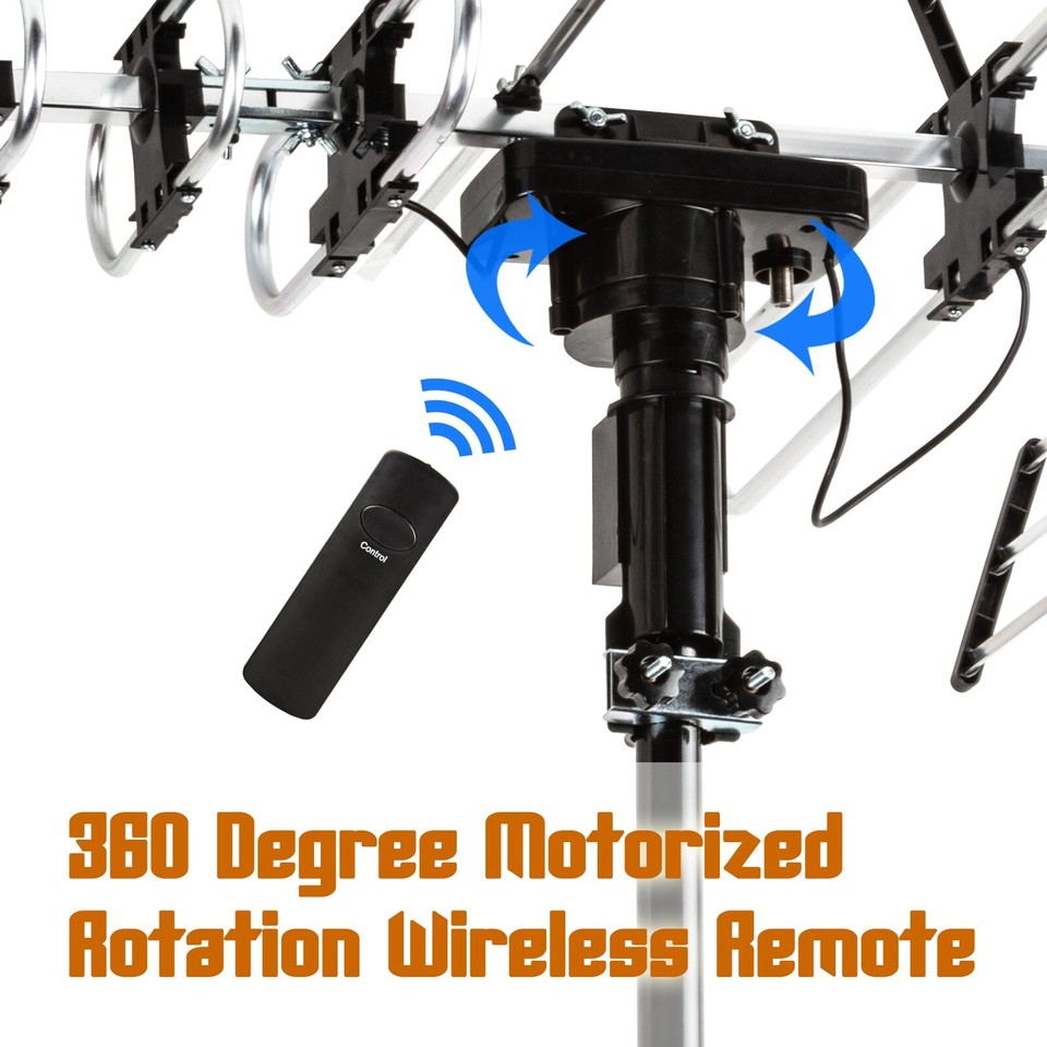 Remote Control Rotation Outdoor TV Antenna 4K 360 Degree Rotation with Remote Control for 2TVS ...