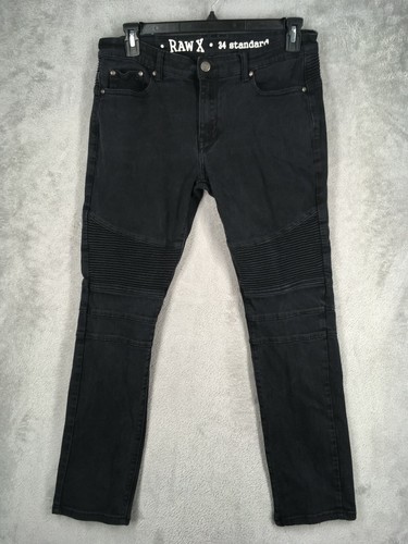 Moto Stretch Black Denim Jeans 
