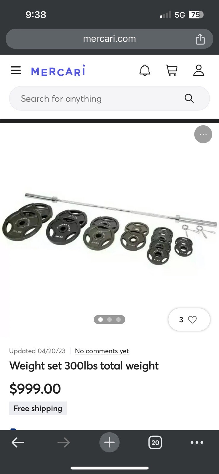 Fitness Gear OS3002 300lbs Olympic Weight Set eBay