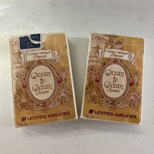 Vintage UNITED AIRLINES PLAYING CARDS Ocean To Ocean Service Airline Airways S47 - Picture 1 of 9
