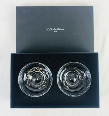New Dolce & Gabbana Set of 2 Hand-Blown Venetian Murano Glass Ice Cream Bowls