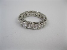 Cubic Zirconia Eternity Band Ring 925 Silver 15 Round Stones 4:5mm Womens Size 7