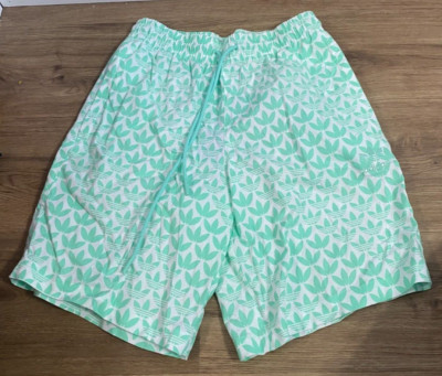 NEW Adidas Men s Logo AOP Monogram All Over Print Shorts Easy Green Sz XS