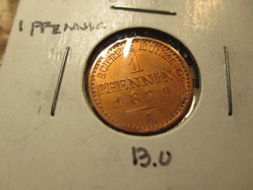 1871 A GERMANY PRUSSIA 1 PFENNING - Picture 3 of 5