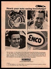 1966 Jack Brabham And Jimmy Clark Gran Prix Champs ENCO Gas Humble Oil  Print Ad