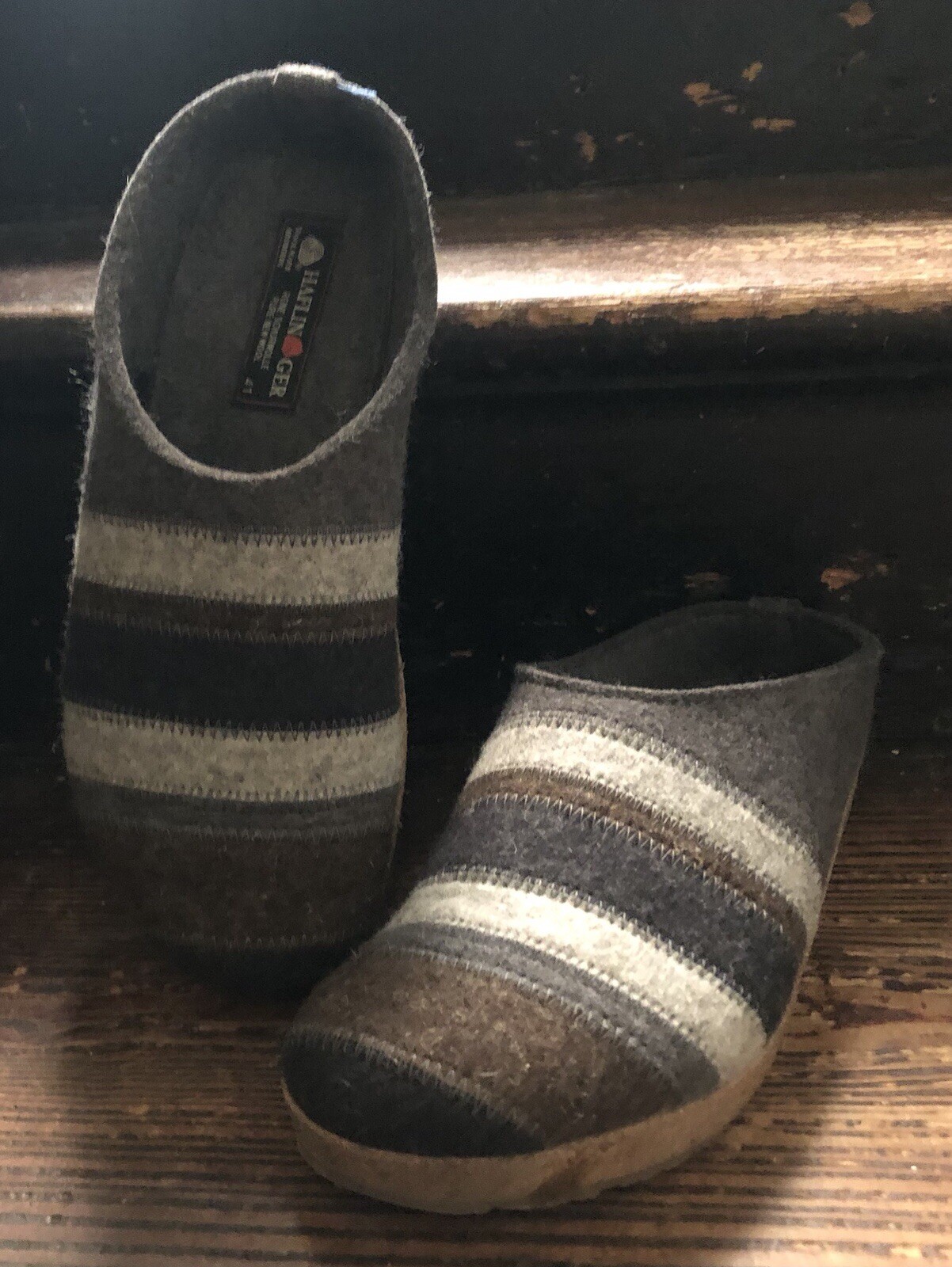 SAOLA PANTOFOLE HAFLINGER grigie neutre 41 10 zoccoli suola lana cotta e sughero Germania