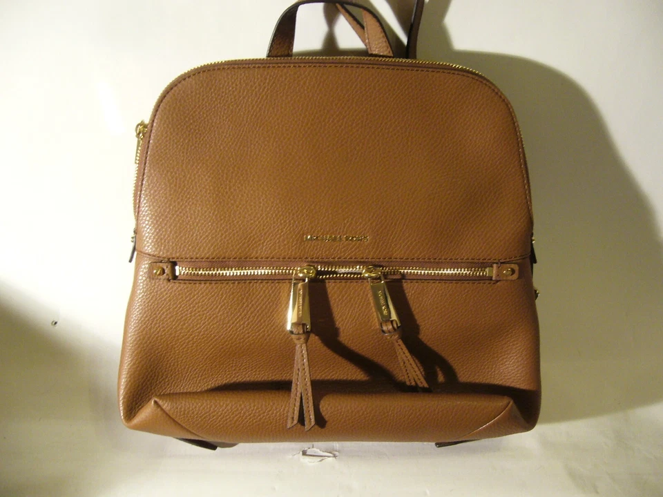 Michael Kors Rhea Medium Pebbled Slim Backpack Luggage Rucksack Braun