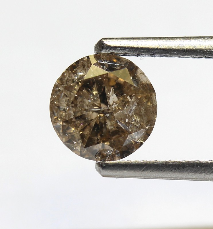 loose round diamond .81ct I2 brown 6.29X3.31mm vintage champagne Natural