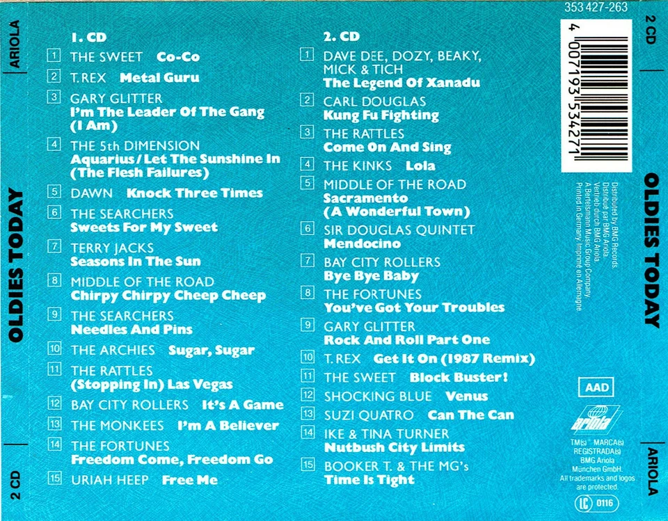 (2CD's) Starke Zeiten - Oldies Today - Terry Jacks, Sir Douglas Quintet,T. Rex - Bild 2 von 2