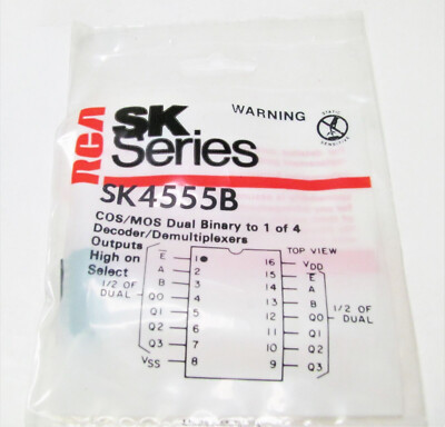 RCA SK4555B - Dual Binary to 1 of 4 Decoder/Demultiplexers - 16-Pin DIP IC, NOS