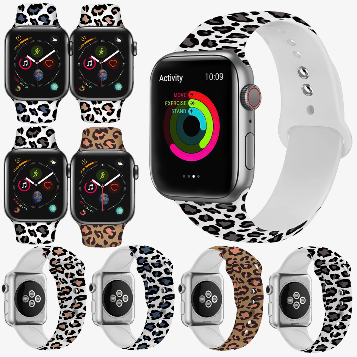 Pink Leopard Cheetah Print Black Leopard Print Apple Watch Band