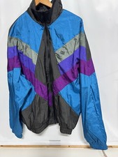 VTG 90s Olympic Windbreaker Jacket L Men Black Purple Blue Retro JC Penney USA