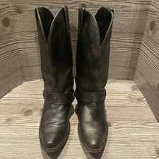 Used Roper Nina Rare Faux Leather Black Metallic Heeled Cowboy Boot Size 8.5.
