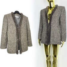 Valentino Miss V Blazer Jacket Sport Coat Teddy Trim Wool Patterned 10 / 44
