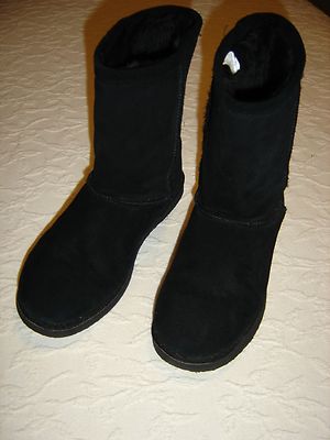 Womens Ellie Self Esteem Suede Leather Boots/8.5M/Black/Faux Fur Lining/VeryGood