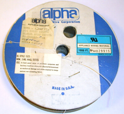 Alpha 1806 Tefzel 28AWG Solid Silver Plated Copper 100' Roll UL1523 White