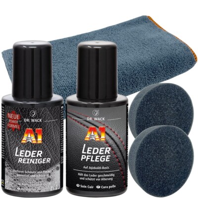 Dr. Wack A1 Lederpflegeset, Lederreiniger & Pflege + Microfasertuch & 2 Pads