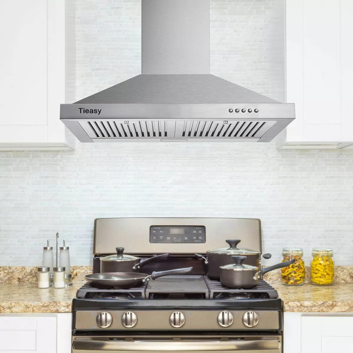 30 Inch Kitchen Range Hood Stainless Steel Wall Mounted Three